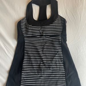 Lululemon Black & White Striped Athletic Tank Top